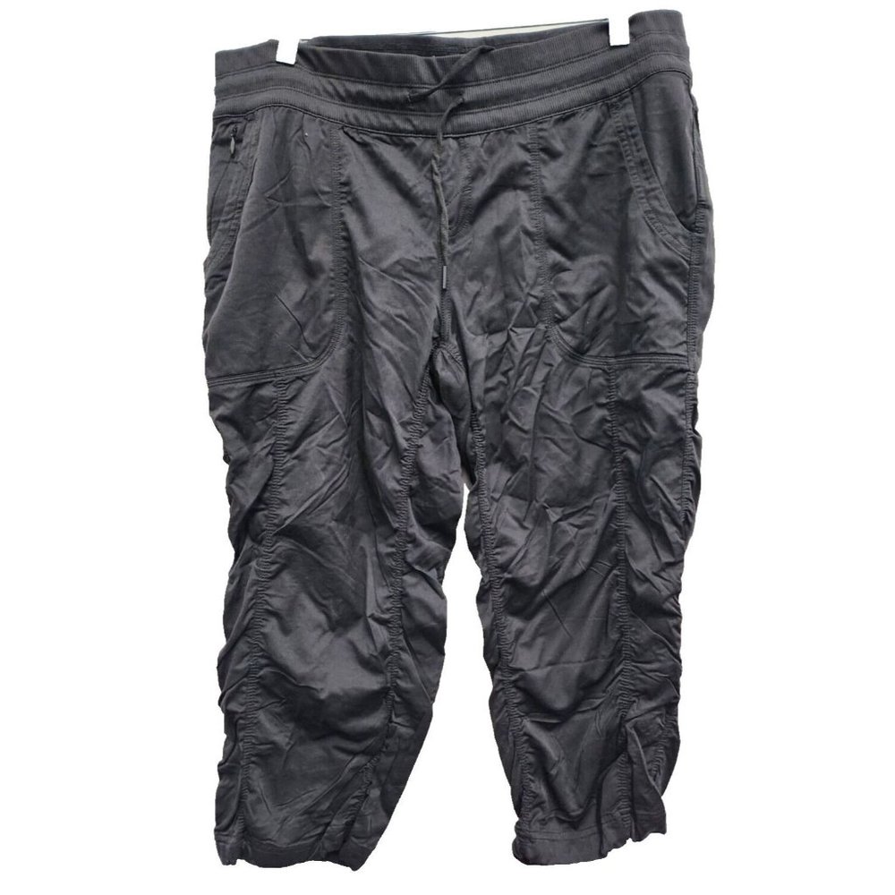 The North Face Womens Capri Hiking Pants Size XL Black Nylon Crop Ruched Leg